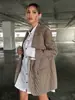 Elegante Traje de Estilo Commuter con Cuello de Solapa, Cuadros, Mangas Largas para Mujer, Estilo Europeo y Americano Transfronterizo, Nuevo Estilo