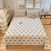 Ins pieza única algodón lavado estampado producto individual sábana de cama cepillado dormitorio de estudiante algodón aloe sábana individual doble al por mayor