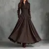 Sitio de Moda Independiente Transfronterizo Europeo y Americano 2025 Estilo Retro Francés Gamuza Sintética Ribete de Encaje Patchwork Camisa Vestido Largo
