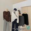 2025 Otoño e Invierno Estilo Coreano Ins Slim y Versátil Cuello Redondo Color Puro Cepillado Camiseta de Manga Larga Camiseta Básica para Mujer