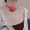 Gargantilla de Tela con Rosa Estilo Coreano, Elegante, de Alta Gama, Versátil, Collar Personalizado de Nicho, Accesorios de Verano para Mujer