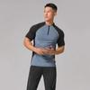 Playera Deportiva Transfronteriza para Hombre con Media Cremallera y Cuello Alto, Seda Helada de Secado Rápido, Manga Corta, Top para Correr, Ropa de Entrenamiento Deportivo de Verano