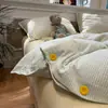 Juego de cuatro piezas estilo Muji de algodón lavado funda de edredón sábana funda de edredón faldón de cama conjunto de tres piezas para dormitorio de estudiante nuevo cuatro