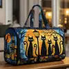 Bolsa de Viaje Acolchada de Algodón Estilo Nuevo 3D Marca Independiente Serie de Gatos 4 Bolso de Mano Estampado de Moda para Mujer