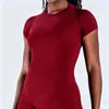 Camiseta Deportiva Casual Transfronteriza Top de Yoga de Manga Corta para Fitness para Mujer Ajustado de Secado Rápido para Correr Entrenamiento Pilates Ropa Dft