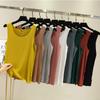Nova chegada de verão, algodão com fios, casual, gola redonda, colete feminino, estilo coreano, slim fit, base interna, camisa, top, moda sexy