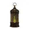 Linterna de Viento Hexagonal Pequeña Retro Navideña Caja de Música de Nieve Adornos Luminosos Navideños Decoraciones para el Hogar Transfronterizo