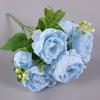 Rosa Philippos de 7 cabezas estilo coreano, Peonía de 7 cabezas, Flor de simulación, Hogar, Boda, Ramo de rosas, Peonía envuelta alrededor del tallo