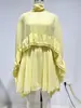 Vestido de pastel con volantes estilo europeo y americano transfronterizo, vestido de vacaciones de otoño de gasa suelta y fluida, artículo de alta venta en stock