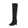 Botas de montar de punta redonda y tacón grueso, botas altas hasta la rodilla para mujer, nuevo estilo de invierno, versión coreana, botines, botas altas para mujer, botas de pierna recta