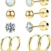Brincos de tarracha cruzados europeus e americanos brincos finos joias para piercing corporal conjunto de 10 peças novo amor mini tarracha de cartilagem da orelha feminino