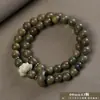 Pulsera de Sandalo Verde Argentino de 8mm con Doble Bucle para Hombres y Mujeres, Cuentas Budistas de Sandalo, Cuentas de Oración, Artículo Cultural, Regalo al por Mayor