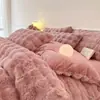 Juego de 4 piezas de terciopelo de conejo, terciopelo de leche, pelo de conejo, invierno grueso y cálido, terciopelo de nutria, terciopelo de coral, franela, cama 4