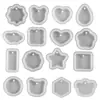 Pegamento Cristal DIY Colgante Individual Molde de Silicona de Resina Sin Pulir Geométrico Redondo Collar Llavero con Agujeros