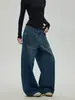 Diseño de Estilo Urbano de Verano Pantalones Anchos Sueltos Bordados de Largo Hasta el Suelo Jeans Rasgados Retro Americanos para Mujer