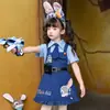 Conjunto Judy para Niñas Verano 2026 Nuevo Elegante Dibujos Animados Conejito Policía Falda con Tirantes Conjunto de Dos Piezas