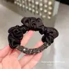Scrunchie Vintage com Contas Estilo Francês Três-Dimensional Prendedor de Cabelo Novo Exquisito Scrunchie Elástico para Rabo de Cavalo Coque Acessório de Cabelo