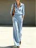 Conjunto de Moletom Retro Simples com Meio Zíper Cor Sólida e Calça de Pernas Largas Feminino Outono/Inverno 2026 Novo Cruzamento Europeu e Americano