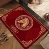 Alfombra de Piso de Terciopelo Rojo Festivo de Cristal del Año del Caballo 2026 para Entrada, Pasillo y Cocina, Felpudo Doméstico Resistente al Desgaste y a la Suciedad