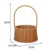 Cesta Creativa Tejida a Mano de Mimbre Sintético Cesta de Frutas Cesta de Almacenamiento Cesta con Asa de Mimbre Bolso Tejido Cesta de Flores Cesta de Verduras Recolección de Huevos