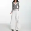 Pantalones deportivos tipo estrella y letra con pedrería para mujer, estilo americano, corte holgado, caída fluida, adelgazantes, pierna ancha, pierna curva, pantalones casuales, pantalones largos