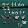 Aretes de plata de ley flores pequeñas mariposa pájaro aretes vintage ganchos viejos para orejas pasadores para orejas aretes joyería al por mayor