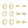 Europeu e americano cross-border venda quente ouro real latão galvanizado ins estilo moda all-match simples high-end orelha stud brinco anel terno