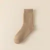 Calcetines gruesos de lana cálida para hombre, calcetines casuales de rizo de color liso para otoño e invierno, calcetines de tubo medio, calcetines de lana gruesos y cálidos