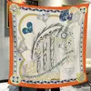 110cm Invierno Seda Artificial Lana Doble Cara Heterocromático Academia Ecuestre Bufanda Cuadrada Grande para Mujer Bufanda Cálida de Viaje Bufanda
