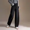 Calça Jeans Fashionável Estilosa Perna Torta Feminina 2026 Outono Inverno Nova Cintura Alta Cobre o Quadril Perna Reta Calça de Temperamento para o Trabalho Perna Larga