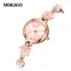 Mokago Nuevo Reloj para Mujer Camelia Moda Lujo Ligero Delgado Acero Correa Exquisito Impermeable Cuarzo
