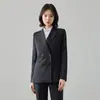Traje Pequeño de Dos Botones Azul Marino de Manga Larga con Cuello Pequeño para Mujer Camisa Pantalones Traje de Tres Piezas Comercio Transfronterizo Otoño e Invierno