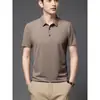 Polo Masculino para Negócios Cor Sólida Gola Quadrada Manga Curta Primavera e Verão Estilo Coreano Casual Moda Jovem Top Masculino Estiloso