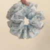 Suave y Fresco Lazo Azul Floral para el Cabello Cuerda Doble para el Cabello Diadema Bola para Coleta Accesorios para el Cabello para Mujeres