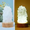 Luz de Noche de Piedra Cruda de Cristal Natural Enchufe USB Luz Ambiental Lámpara de Noche para Dormitorio en Casa Mesita de Noche Lámpara de Cristal Venta al por Mayor