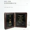 Medalla Carta de Nombramiento Madera de Nogal Bisagra de Madera Maciza Página Plegable para Pasar Certificado de Honor de Madera Maciza Placa de Autorización Alta Calidad