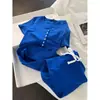 Pijama de Shorts de Manga Corta Azul que Realza la Blancura Estilo Chica Caliente para Mujer, Nuevo Modelo de Verano 2026, Adecuado para Salir, Conjunto Casual de Ropa para Estar en Casa para Mujer