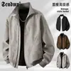 Nueva chaqueta de cuero estilo béisbol, material PU, otoño/invierno, retro americano, moderna, casual, corte holgado, versátil, cuello alto, abrigo de cuero para hombre