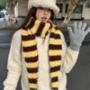 Bufanda Larga Fina Rayada Dopamina para Mujer Invierno 2025 Nuevo Estilo Coreano Calentador de Cuello Bufanda
