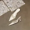 Primer Encuentro: Zapatos de tacón alto de encaje estilo coreano con punta fina y tacón delgado, sandalias de estilo delicado para mujer, zapatos de salón elegantes y femeninos