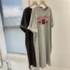 Verão Feminino Garota Cheinha Plus Size Casual Roupa Externa Fina Manga Curta Estampada Vestido Preguiçoso Comprimento Médio Solto Emagrecimento Tendência Quadril