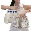 Conjunto de Ropa de Verano Ningli26 para Bebés Lindas, Conjunto de Dos Piezas con Falda y Pantalones de Lunares con Bordado de Ganchillo, Estilo Coreano