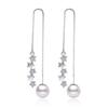 Accesorios para las orejas de perla larga exagerada con temperamento para mujer, estilo coreano, fresco y lindo, con forma de estrella de cinco puntas y meteorito.