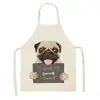 Avental Fofo de Desenho Animado Europeu e Americano Avental de Pescoço Estampado de Cachorro de Animação Avental de Linho para Cozinha Doméstica em Conjunto