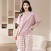 Fabricantes diretos novo pijama verão feminino conjunto lazer roupa de casa 32 justo 100 algodão 150 gramas