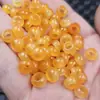 Contas de jade laranja de furo grande, contas de ábaco, contas de jade soltas, anéis de jade de quartzo, anéis para pendurar, espaçadores, contas separadoras, acessórios para joias