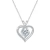Collar de Lujo Ligero Europeo y Americano de Nicho con Forma de Corazón Tachonado de Diamantes, Cadena para Clavícula que No se Desvanece, Sensación de Alta Gama para Mujeres, Regalo de Piedra de Nacimiento Transfronterizo