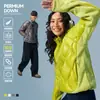Jaqueta Leve com Patchwork de Nylon 10D Repelente à Água com 90% de Penugem de Pato Branco para Esportes e Caminhada