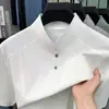 Camiseta de Verano Nueva Estilo Transfronterizo con Cuello Alto y Mangas Cortas para Hombre, Camiseta de Media Manga de Color Sólido Moderna y Elegante, Ropa de Lujo Ligero para Hombre