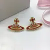 Novos Brincos Saturno Transfronteiriços da Rainha Mãe para Mulheres, Agulhas de Prata 925, Luxo de Alto Padrão, Brincos Planeta Vivienne Minimalistas